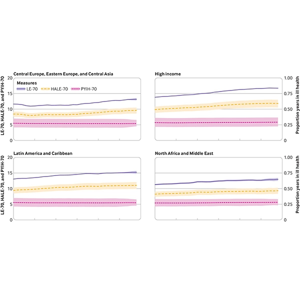Carga mundial, regional y nacional de enfermedades y lesiones en adultos de 70 años o más: análisis sistemático para el Estudio de la Carga Mundial de Enfermedades 2019
